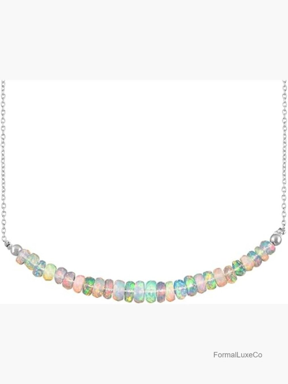 Ethiopian Opal Necklace Natural Gemstone Beads Handmade Chakra Crystal 18in